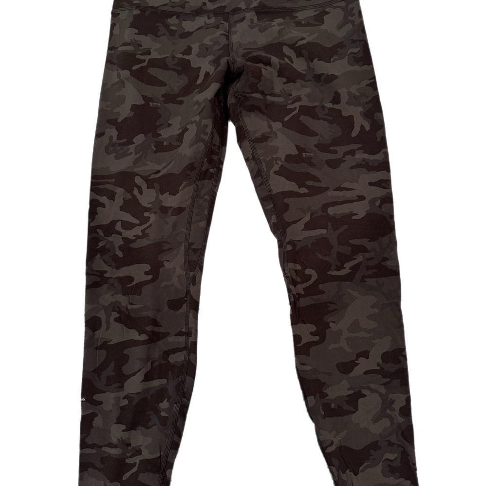 Lululemon Athletica Black Leggings with light Camo Pattern - Black and Gray